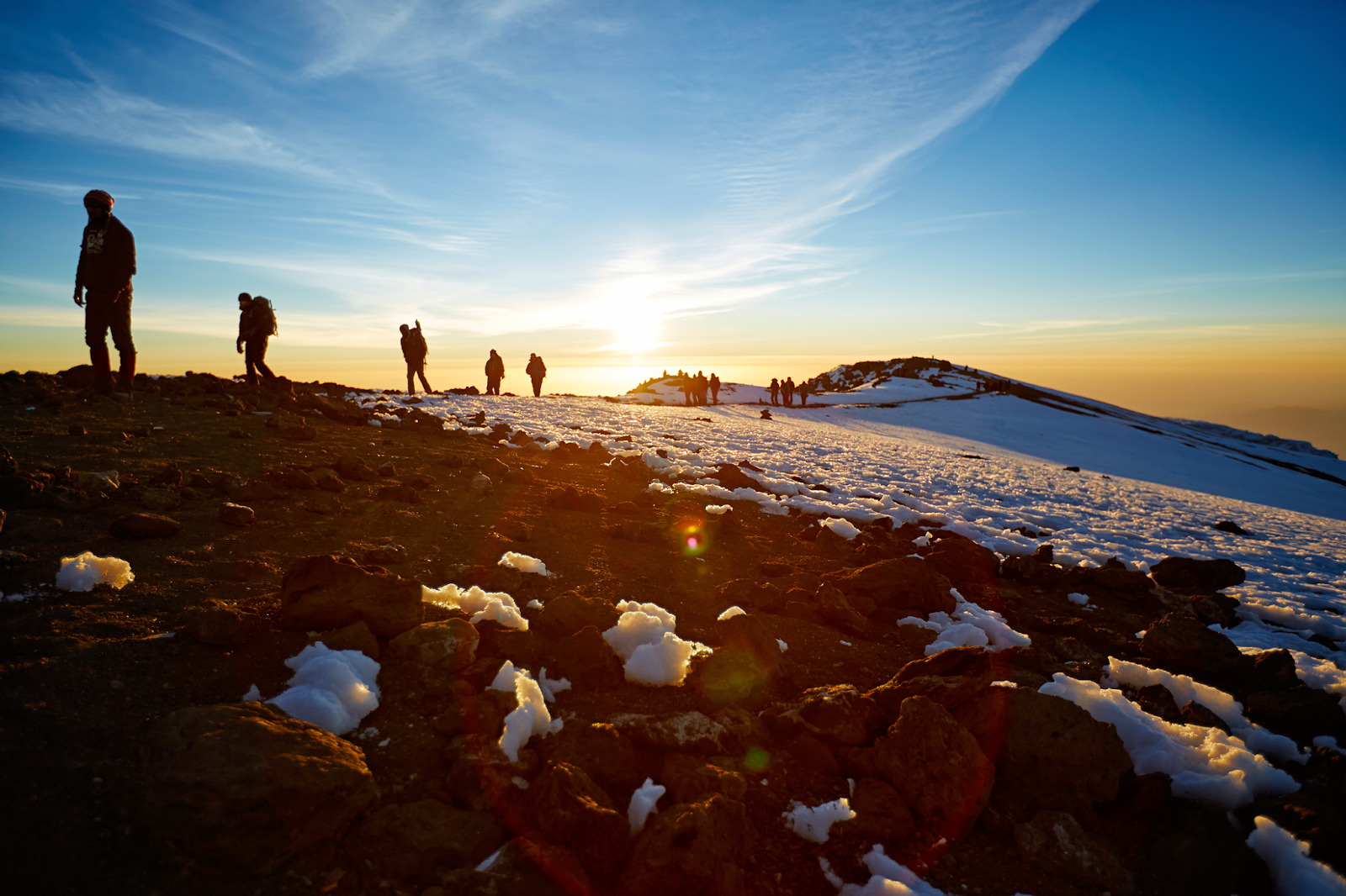 mountain-climbing snows and sunrise